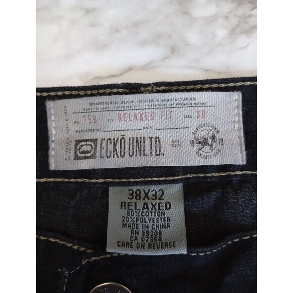 ECKO Unlimited Dark Denim Jeans Relaxed Fit Size 38x32 - Picture 3 of 7